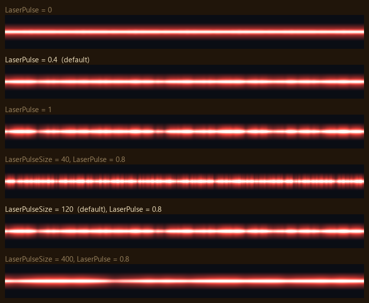 LaserPulse and LaserPulseSize